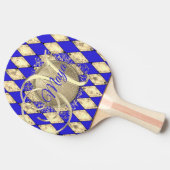Raquette De Ping Pong Monogramme Royal Blue et Gold Glam (Côté)