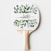 Raquette De Ping Pong Monogramme Sage Green Eucalyptus Feuilles de verdu (Devant)