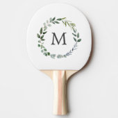 Raquette De Ping Pong Monogramme Sage Vert Feuille Verdure couronne (Devant)