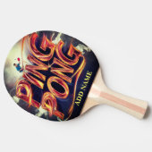 Raquette De Ping Pong monogramme, script couleur personnalisée avec nom (Côté)