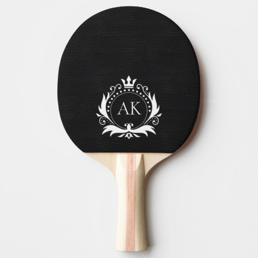 Raquette De Ping Pong Monogramme simple en cuir noir (Devant)