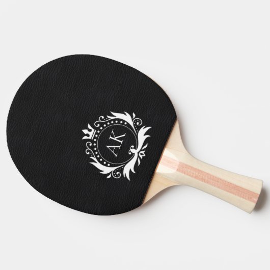 Raquette De Ping Pong Monogramme simple en cuir noir (Côté)