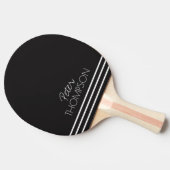 Raquette De Ping Pong monogramme simple et élégant sur noir (Côté)