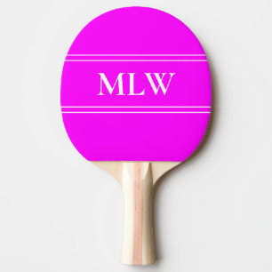Raquette De Ping Pong Monogramme simple Magenta et blanc
