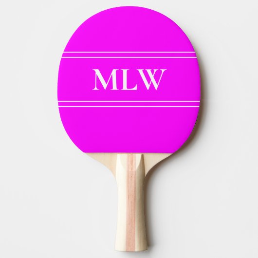 Raquette De Ping Pong Monogramme simple Magenta et blanc (Devant)