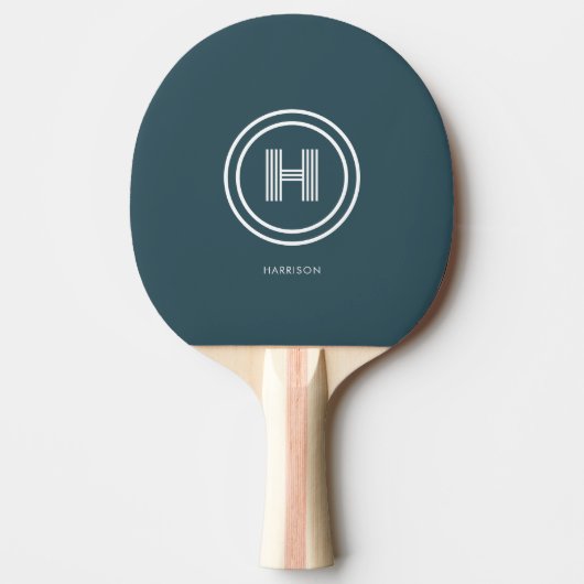 Raquette de Ping Pong | Monogramme simple moderne (Devant)