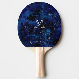 Raquette De Ping Pong Monogramme Starry Night Sky Galaxy