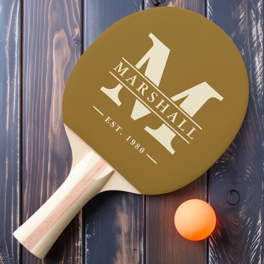 Raquette De Ping Pong Monogramme & Superposition de nom Désert Chaud