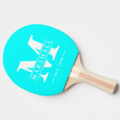 Raquette De Ping Pong Monogramme & Superposition de nom Électrique Rétro (Côté)