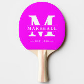 Raquette De Ping Pong Monogramme & Superposition de nom Électrique Rose  (Dos)