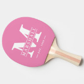 Raquette De Ping Pong Monogramme & Superposition de nom Rose Classique (Côté)