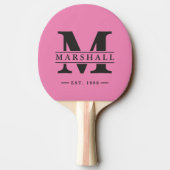 Raquette De Ping Pong Monogramme & Superposition de nom Rose et Noir  (Dos)