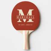 Raquette De Ping Pong Monogramme & Superposition de nom Terre de Sienne (Devant)