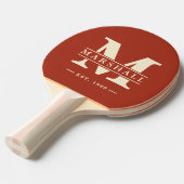Raquette De Ping Pong Monogramme & Superposition de nom Terre de Sienne (Devant Angle)