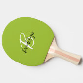 Raquette De Ping Pong Monogramme tendance vert citron noir blanc Script  (Côté)