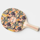 Raquette De Ping Pong Monogramme tropical moderne Nom personnalisé (Côté)