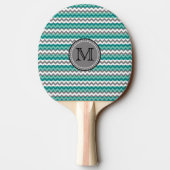 Raquette De Ping Pong Monogramme Turquoise et Grey Chevron Zigzag (Dos)