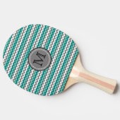 Raquette De Ping Pong Monogramme Turquoise et Grey Chevron Zigzag (Côté)