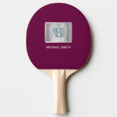 Raquette De Ping Pong Monogramme turquoise et gris, Silver de nom blanc, (Dos)