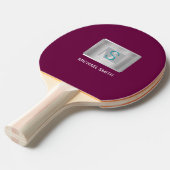 Raquette De Ping Pong Monogramme turquoise et gris, Silver de nom blanc, (Devant Angle)