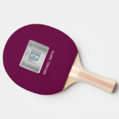 Raquette De Ping Pong Monogramme turquoise et gris, Silver de nom blanc, (Côté)