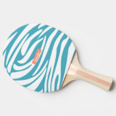 Raquette De Ping Pong Monogramme Turquoise rayé Zèbre motif tendance (Côté)