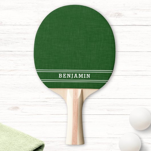Raquette De Ping Pong Monogramme vert et blanc moderne