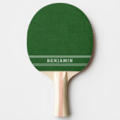 Raquette De Ping Pong Monogramme vert et blanc moderne (Devant)
