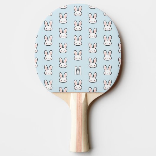 Raquette De Ping Pong Monogrammed Cute Bunny Face Rabbit Pattern (Dos)