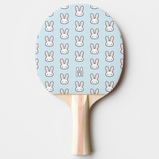 Raquette De Ping Pong Monogrammed Cute Bunny Face Rabbit Pattern (Devant)