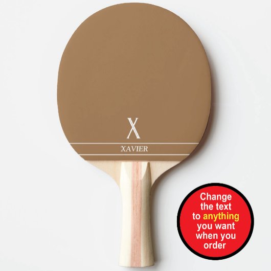 Raquette de ping pong monogrammée marron chameau