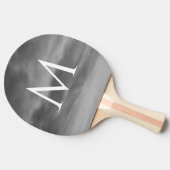 Raquette De Ping Pong Monogrammes élégants Noir Blanc gris nuages Motif (Côté)