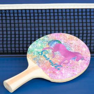 Raquette De Ping Pong Monographie de la Parties scintillant unicorne ros
