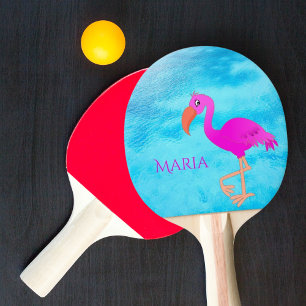 Raquette De Ping Pong Monographie de mer bleu flamand rose tropical