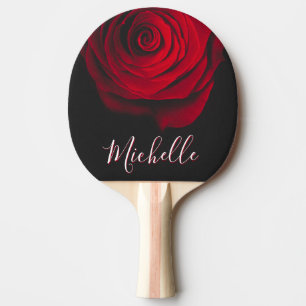 Raquette De Ping Pong Monographie personnalisée rouge rose vintage photo