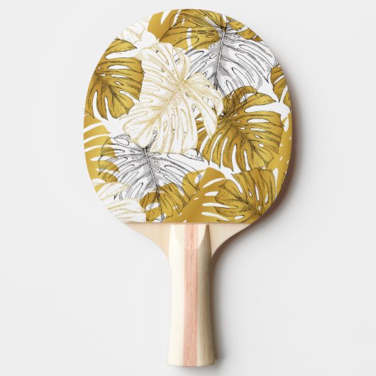 Raquette De Ping Pong Monstera Feuilles : Blanc doré (Devant)