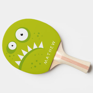 Raquette De Ping Pong Monstre vert effrayant drôle fâché grincheux