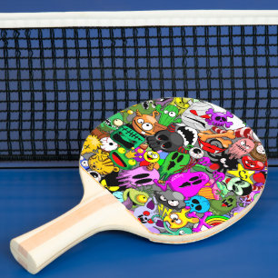Raquette De Ping Pong Monstres caractères mignons Motif d'Halloween
