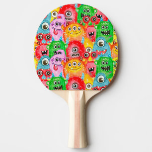 Raquette De Ping Pong Monstres Drôle, Aquarelle Motif sans couture.