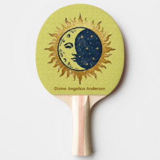Raquette De Ping Pong Moon, Sun and Stars, Celestial Universe Symbol