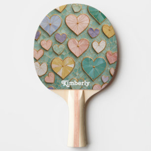 Raquette De Ping Pong Mosaic Love : Coeurs Pastel