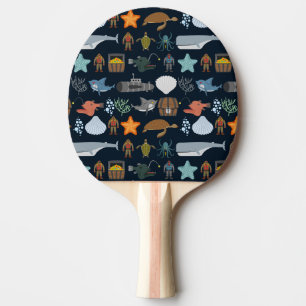 Raquette De Ping Pong Motif 1 d'habitants d'océan