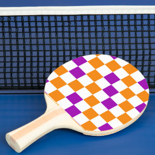 Raquette De Ping Pong Motif à carreaux orange blanc et violet