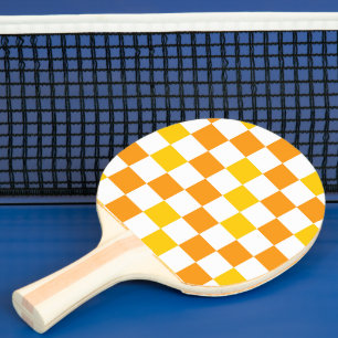 Raquette De Ping Pong Motif à carreaux orange blanc jaune