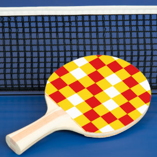 Raquette De Ping Pong Motif à carreaux rouge blanc jaune