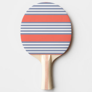 Raquette De Ping Pong Motif à cinq bandes bleu-gris avec corail vivant