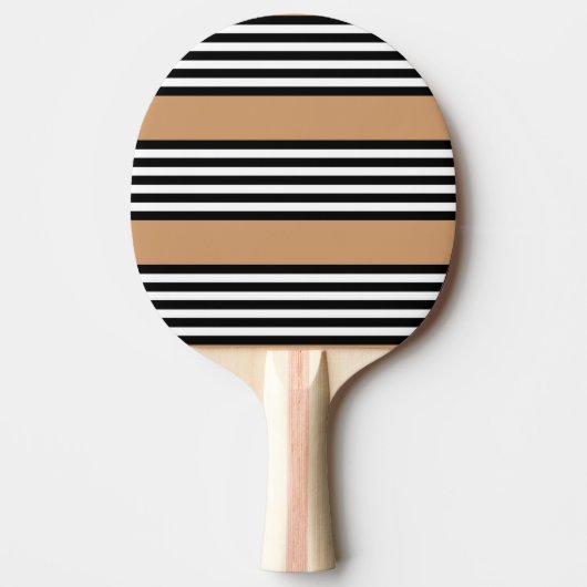 Raquette De Ping Pong Motif à cinq bandes noir et blanc avec bronzage (Devant)