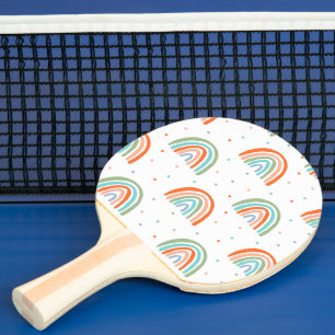 Raquette De Ping Pong Motif à point arc-en-ciel coloré