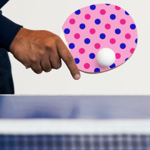 Raquette De Ping Pong Motif à pois rose bleu rose