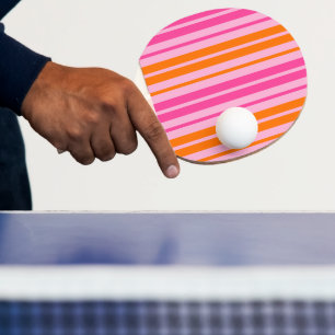Raquette De Ping Pong Motif à rayures verticales rose et orange